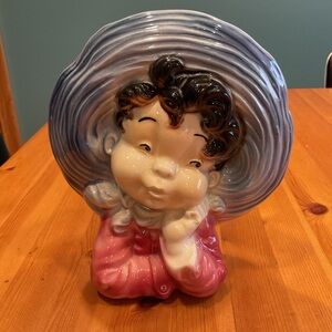 ROYAL COPLEY HEAD VASE VINTAGE BOY BLUE PINK LARGE MEXICAN SOMBRERO GIRL?